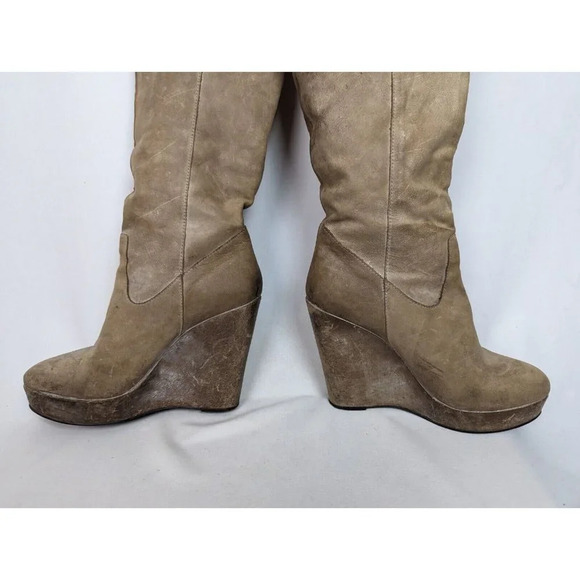 Vintage Y2K Steven by Steve Madden 10 M Leather Tall Riding Boots Wedge Heels - Picture 7 of 15